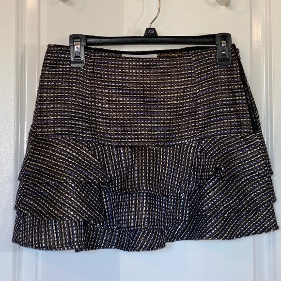 NWT BCBGeneration Ruffle Tweed Skirt size 4 blue black - Picture 2 of 7